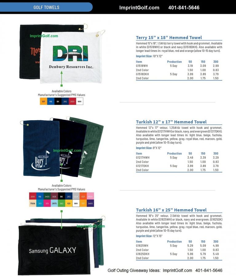 GOLF TOWELS Factory direct custom printed Golf Towels, Personalized